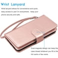 thumbnail image 7 of iPhone 13 Mini Case, iPhone 13 Mini Wallet Case, Tekcoo Luxury PU Leather Cash Credit Card Slots Holder Carrying Folio Flip Cover [Detachable Magnetic Hard Case] Kickstand [Rose Gold], 7 of 7