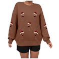 thumbnail image 6 of larppty Women Oversized Long Sleeve Christmas Sweatshirts Crewneck Loose Teen Girl Pullover Top 2025 Fall Y2K Trendy Outfits (Brown, S), 6 of 8