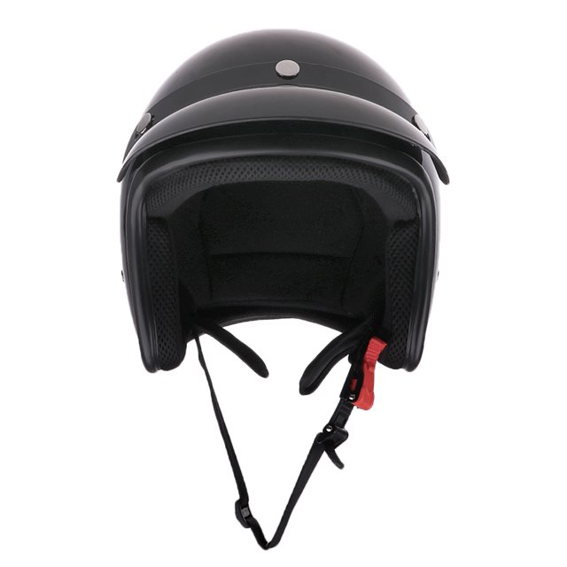 Casco de moto vintage de cara abierta ABS 3/4 negro brillante con Sharpla Casco de la motocicleta