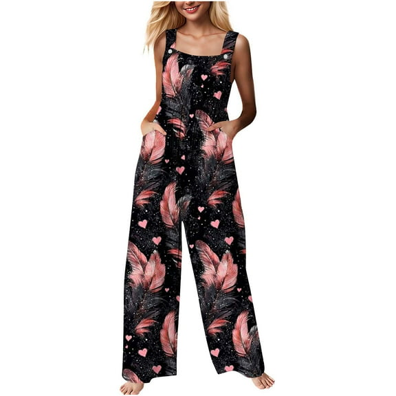 Romper Shorts Women's Summer Boho Jumpsuits Wide Leg Overalls Casual Floral Print Baggy Rompers with Pockets Boho Jumpsuit for Women Short Multicolor M