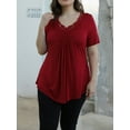 thumbnail image 3 of Othyroce Women's Plus Size Tops Short Sleeve Shirts Lace Crochet Tunic Tops Blouses, 3 of 4