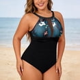 thumbnail image 2 of QHFBli Plus Size Swimsuit Women One Piece Swimsuit Tummy Control High Neck Bathing Suit Ruched Swimwear, 2 of 6