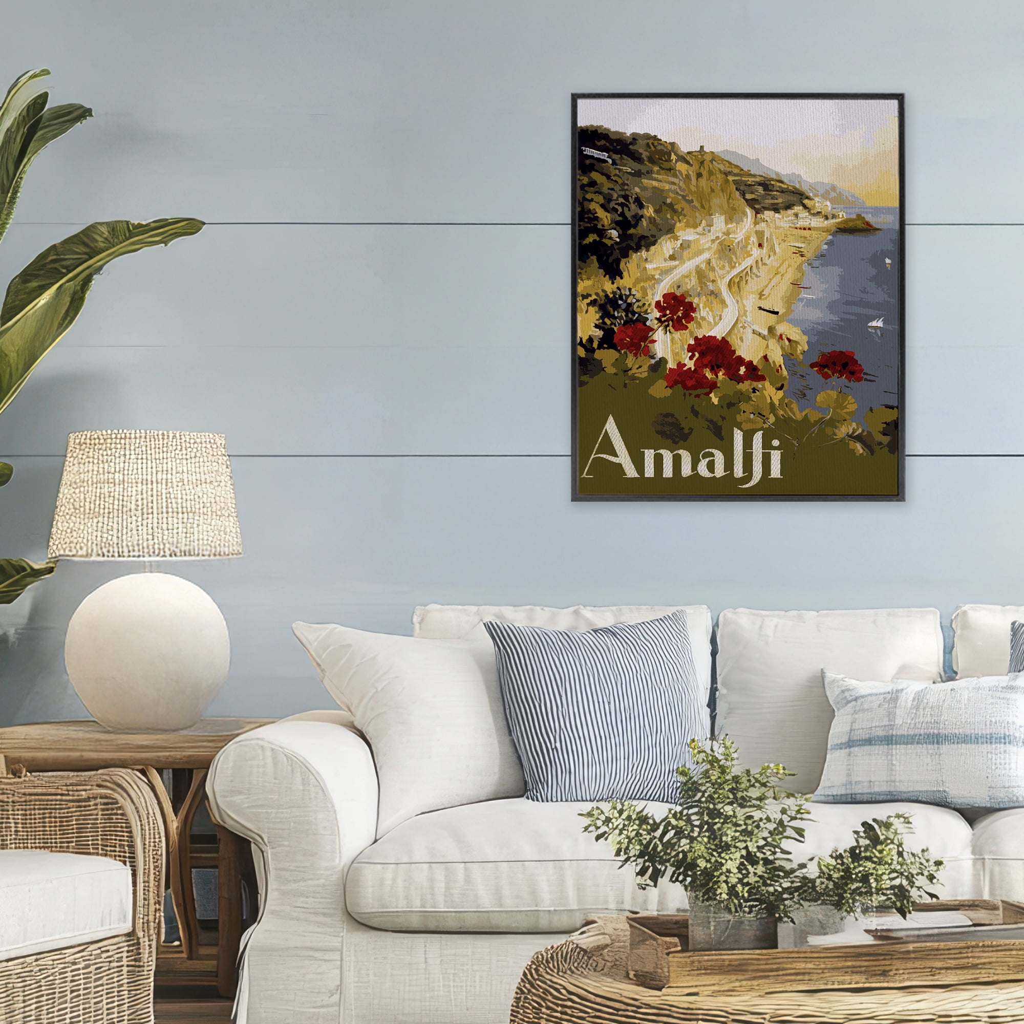 Stupell Industries Picturesque Amalfi Coast Black Framed Giclee Art, design by Lil' Rue