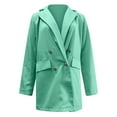 thumbnail image 3 of YUGYXL Womens Casual Blazers Lightweight Long Sleeve Work Office Blazer Jackets Trendy Double Breasted Lapel Business Suit Jacket Fall Slim Fit Cardigan Today Green,S, 3 of 5