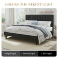 thumbnail image 6 of SHA CERLIN Black King Size Platform Bed Frame with Velvet Vertical Channel Headboard, Adult, 6 of 9