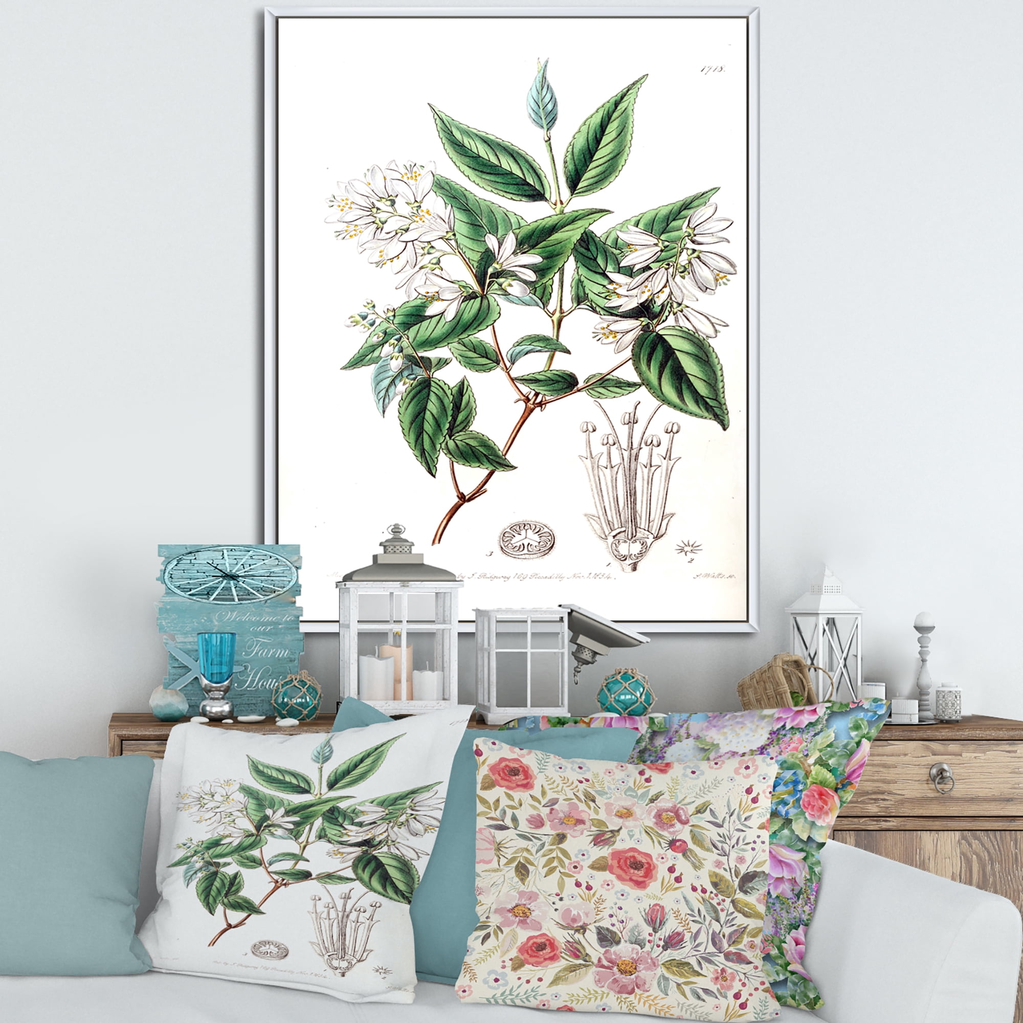 Designart 'Ancient Botanicals X' Traditional Framed Canvas Wall Art Print