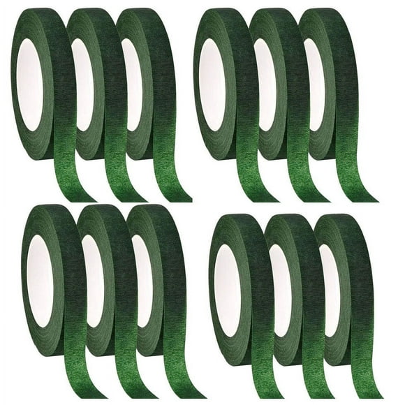12 Pcs Ruban Floral Fleuriste Enveloppe de Tige Ruban Vert pour Bouquet Fleurs et Fabrication d'Artisanat