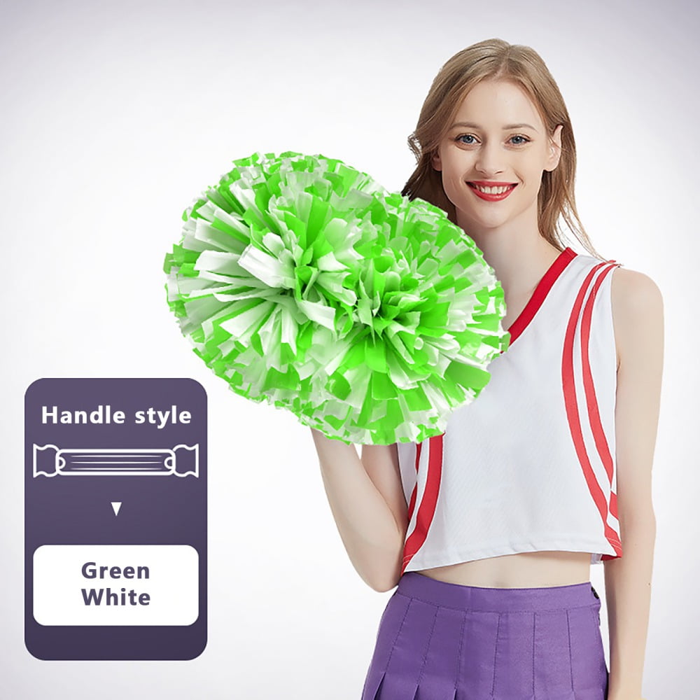2 Pack Cheerleading Pom Poms With Baton Handle - Fluffy Team Spirit Dance Poms