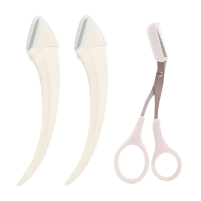 Buy 1 Get 2 Free Curved Eyebrow Trimmer Facial Eyebrow Scissors With Comb Stainless Steel Makeup