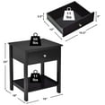 thumbnail image 2 of Gymax Table de Chevet Moderne à 2 Niveaux 2 Pcs avec Tiroir et Tablette Ouverte Noir, 2 of 6