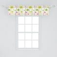 thumbnail image 2 of Ambesonne Green Pink Valance Pack of 2, Doodle Stripes Dots, 54"X12", Green Pink White, 2 of 2
