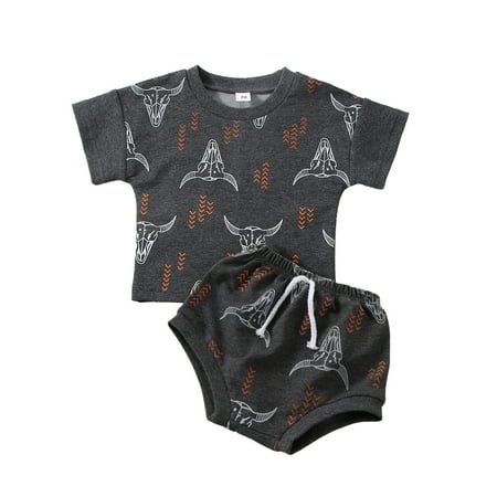 

Baby Boy Summer T Shirt Bloomers Shorts Cute Western Cowboy Outfit