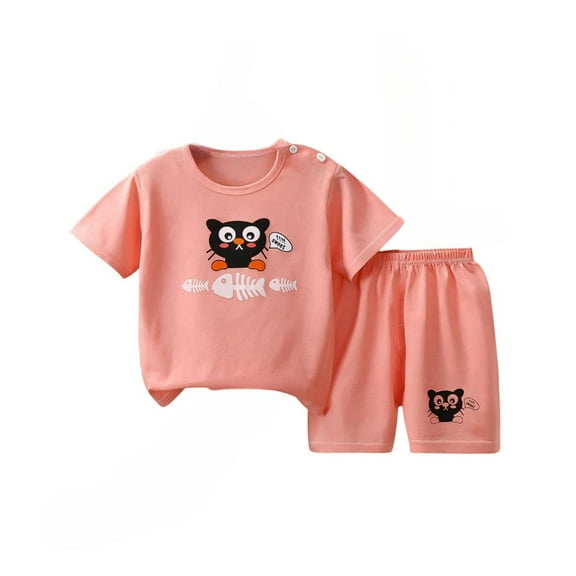 Fesfesfes Baby Girl Outfits 3-6 Months Girls Summer Shorts Set Summer Short Sleeve Girls Printed Cotton T-Shirt Summer Shorts Two Piece Set 6 Months - 7 Years 6-12 Months