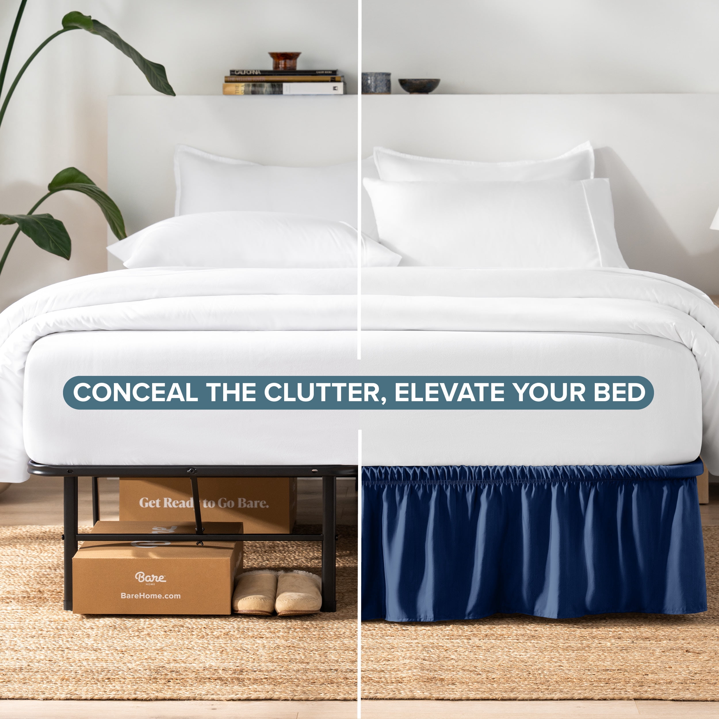Bare Home  Adjustable Wrap Around Bed Skirt Twin XL - Dark Blue
