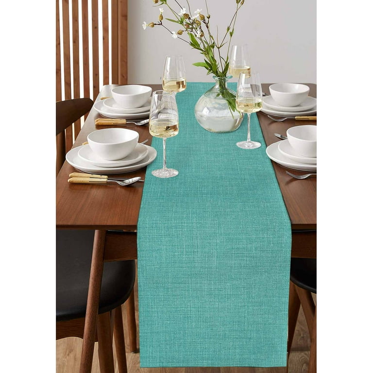 Table Runners 36 Inches Long Dress Scarves, Vintage Teal Green Farmhouse Kitchen/Dining Table Runner, Short Coffee Tablerunners, Farmhouse Retro Solid Color Linen Texture 13x36 Inch - Walmart.com Table Runners 36 Inches Long Dress Scarves, Vintage Teal Green Farmhouse Kitchen/Dining Table Runner, Short Coffee Tablerunners, Farmhouse Retro Solid Color Linen Texture 13x36 Inch - Walmart.com