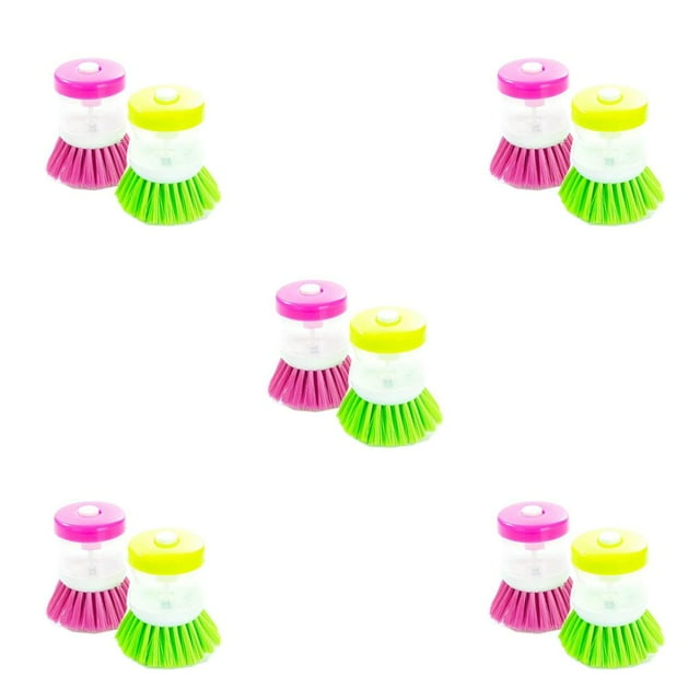 Justharion Mini Bubble Up Dispenser Cookware Dish Brush Detergent Handheld Nylon Scrubber Dirty Tool Scrub Cleaning Random Color Random color 7.5*8.5cm 5Set