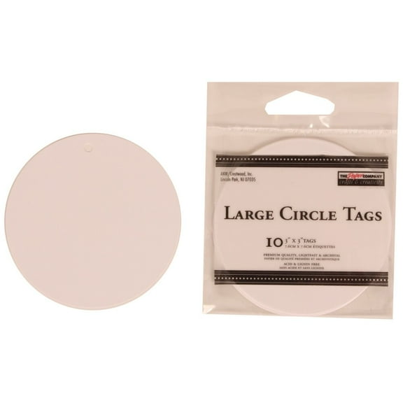 JAM Paper Large Circle Off-White Paper Gift Tags, 3" x 3" x 2" (10 Count)
