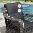 thumbnail image 6 of Mvpipi Outdoor Patio Furniture Set with Swivel Chairs and Ottoman, 6 Pieces All-Weather Wicker Patio Conversation Sets with Sofa and Coffee Table for Backyard, Porch, Balcony, Gray, 6 of 9