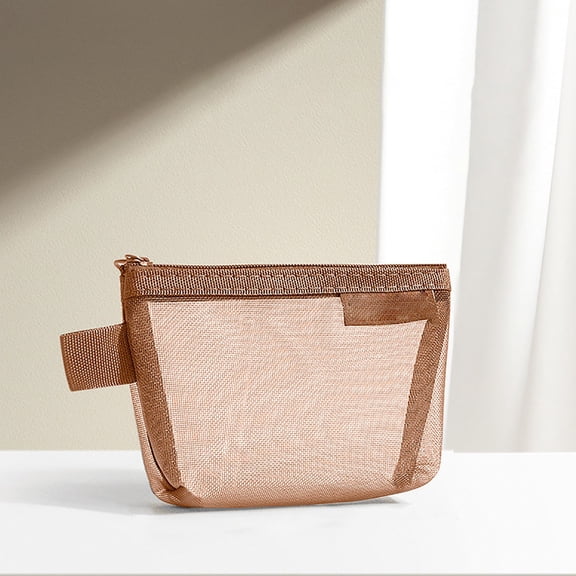 COM1950s Small Transparent Mesh Storage Bag, Multifunctional Portable Pouch, See-Through Cosmetic Jewelry Stationery Organizer, Lightweight Travel Accessories Bag