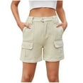 thumbnail image 2 of Dwaogom Women New Fashion Button Zipper Pockect Solid Pants 1/2 Casual Pants Half Shorts Pants Boys Snow Pants Womens Sweatpants With Pockets, 2 of 7