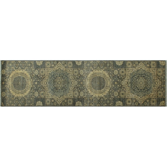 Yousafi Oryngul Grey/Beige Rug, 2'7" x 9'6"