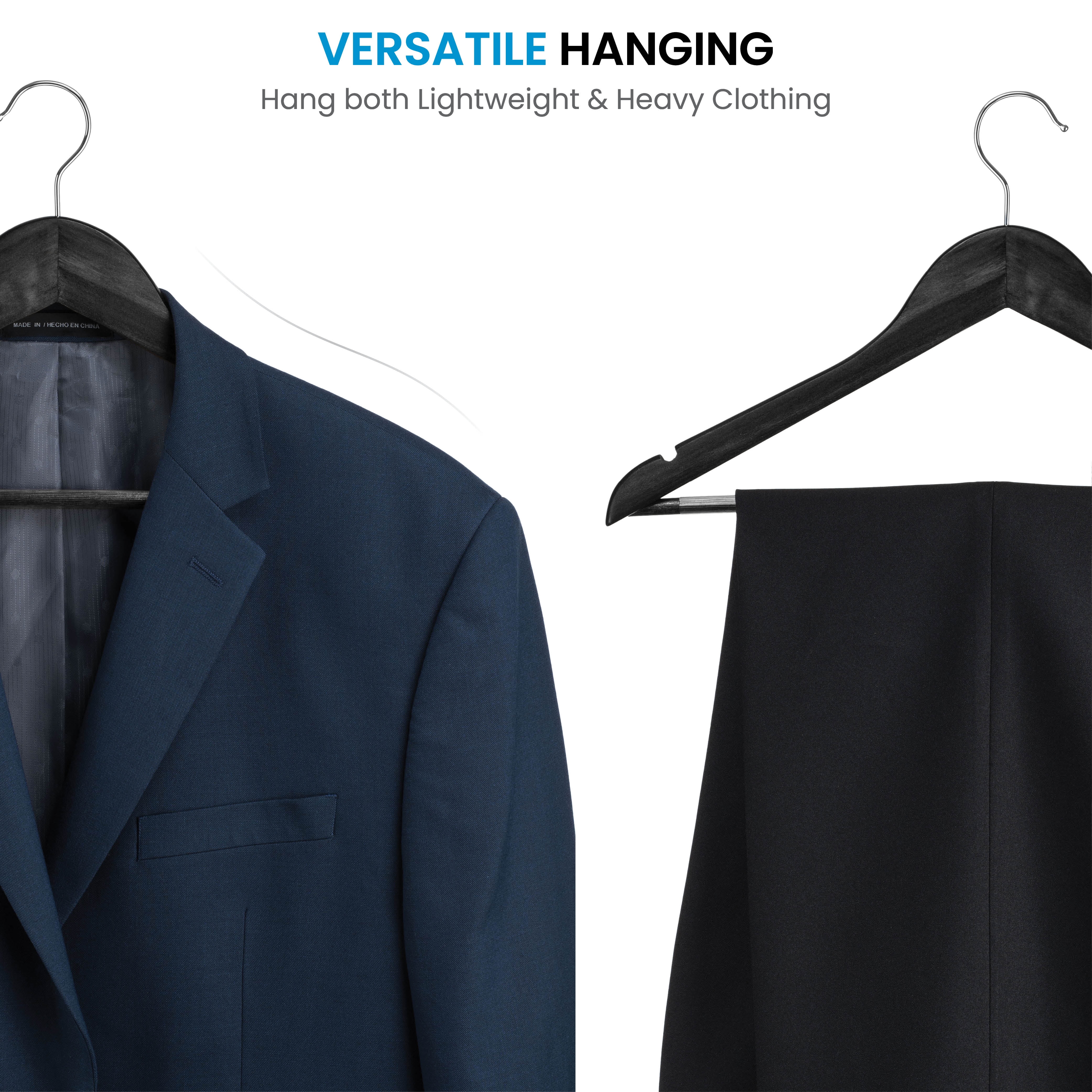 Natural Wooden Suit Hanger w/ Non Slip Pants Bar –