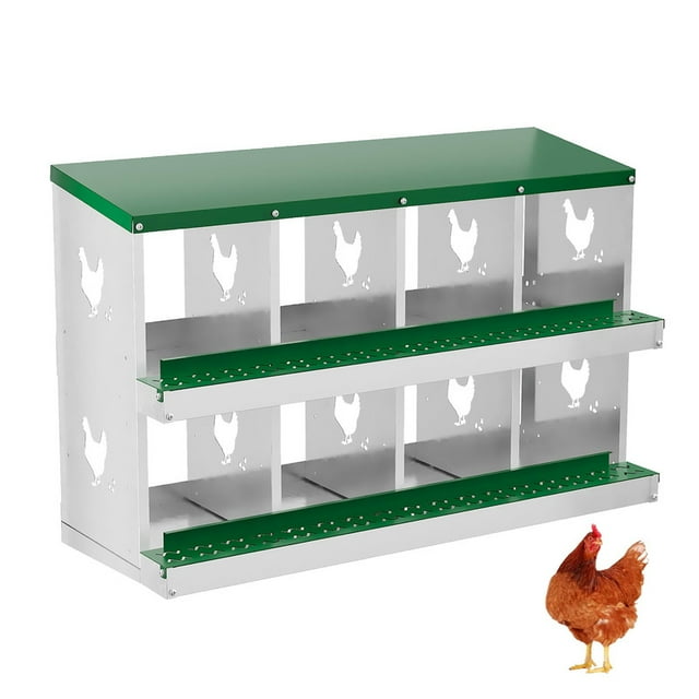 Chicken Nesting Box with Roll Out Egg Tray, Galvanized Steel Rustproof Laying Boxes for Hens, Chickens & Ducks, Ventilated & Easy-Clean Design