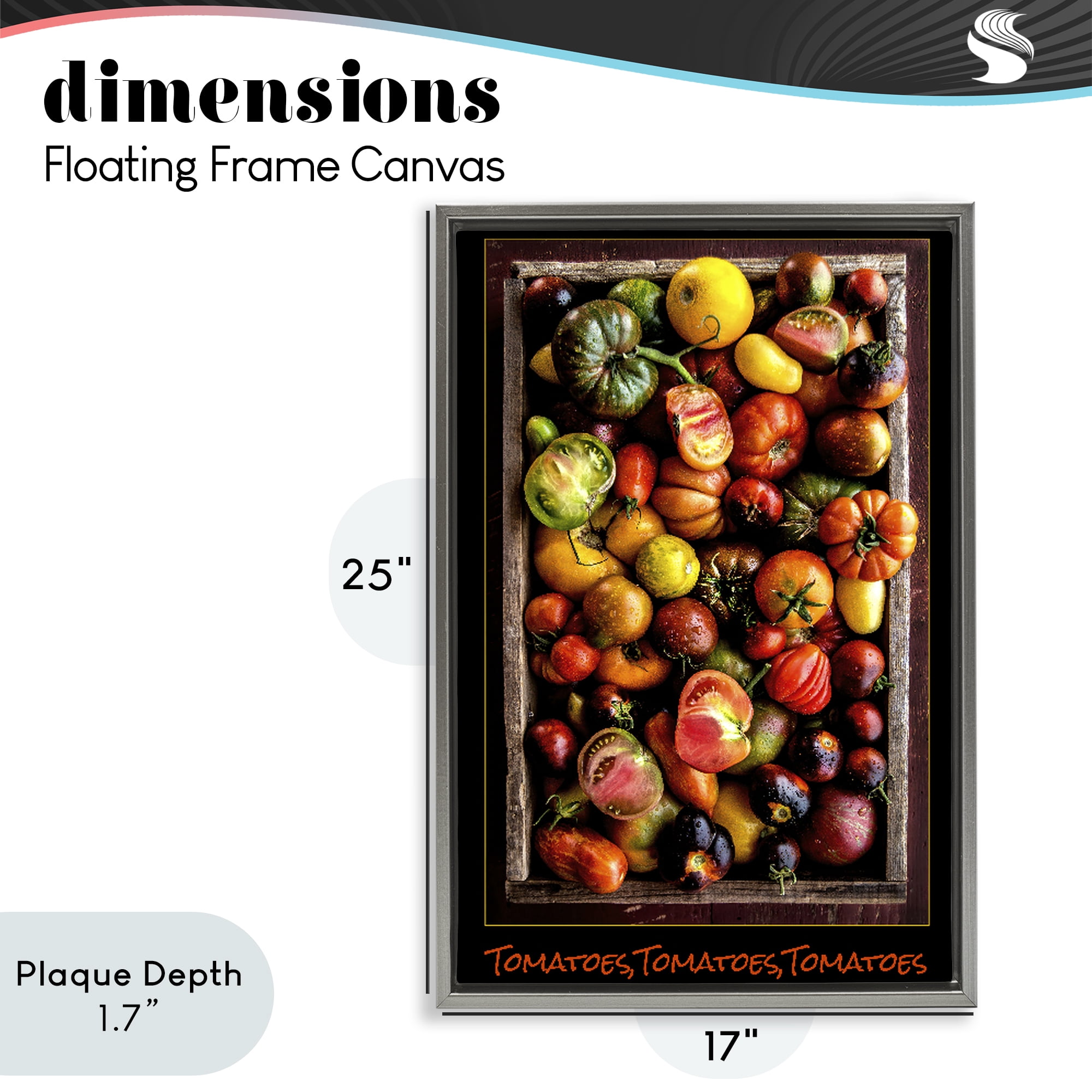 Stupell Industries Ripe & Bountiful Tomato Harvest Gray Framed Floater Canvas Wall Art, design by Carl Kravats