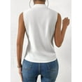 thumbnail image 6 of Womens Pleated Tank Tops V Neck Casual Sleeveless Blouses Summer Basic Vest Shirt White XL, 6 of 7