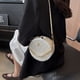 thumbnail image 3 of Bolsos cruzados pequeños y bonitos para mujer, bolso redondo, bolso de hombro de cuero con cremallera superior, 16*16*6cm, 3 of 5