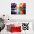 thumbnail image 4 of JEUXUS Hand Painted Lake Landscape Canvas Wall Art with Colorful Tree Thick Texture Oil Painting Abstract Artwork, 4 of 4