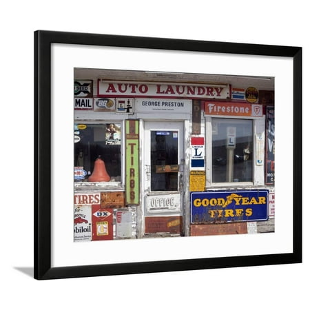 Idaho, Usa; Signs on an Old Gas Station in the American Midwest Framed Print Wall Art By Dan