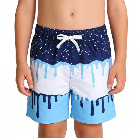PRfgtbd Boy's Swim Trunks Ice Cream Shorts For Boys Fashion Swimwear Bottoms Lightweight Sporty Beach Shorts With Pockets Kids Elastic Waist Board Shorts Swimsuit 2-3 Years