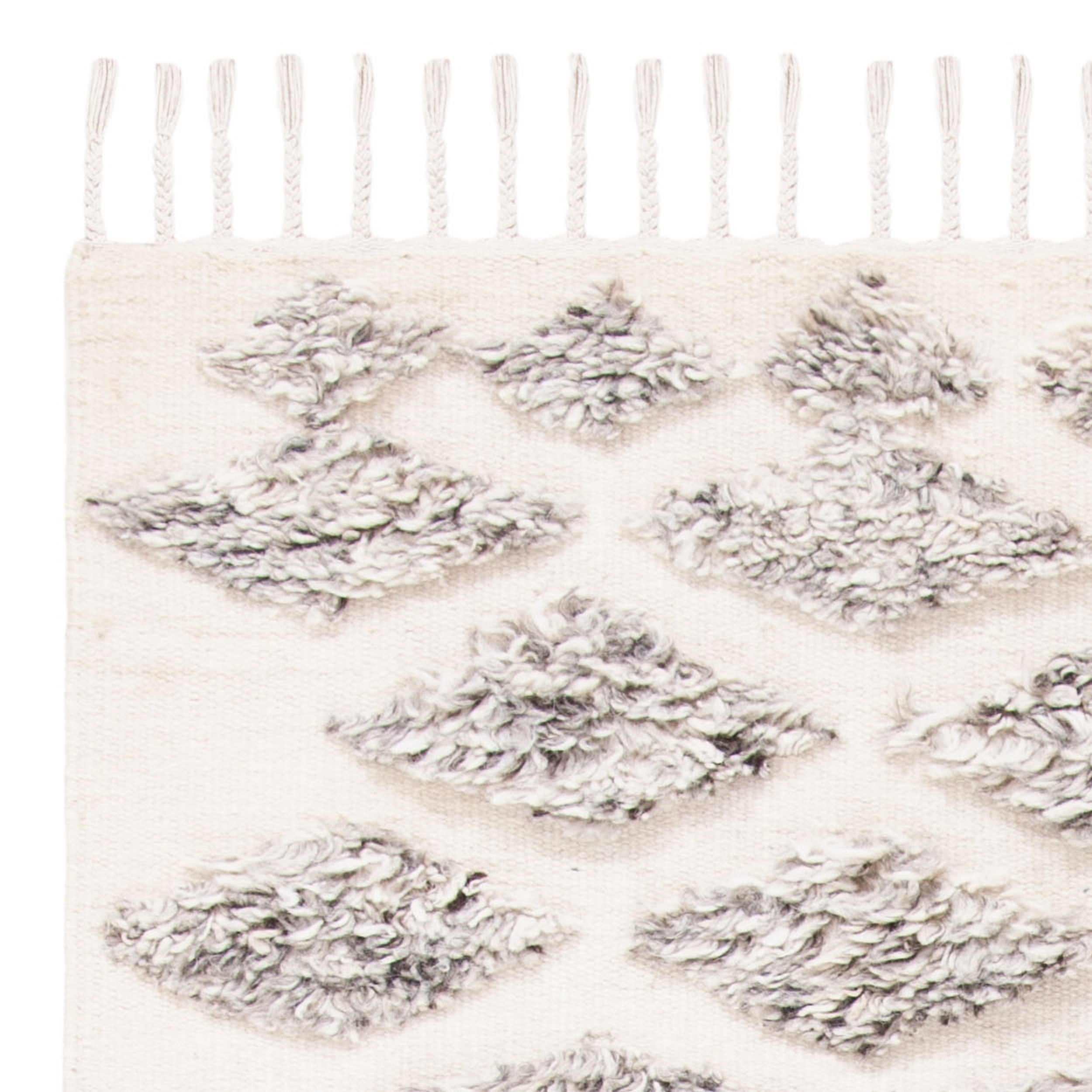 SAFAVIEH Casablanca Winona Solid Geometric Wool Shag Area Rug, Grey/Beige, 5' x 8'