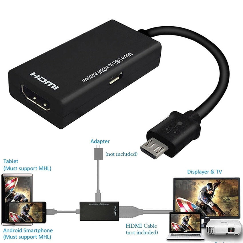 Alperne arkitekt Selvforkælelse Universal MHL Micro USB To HDMI Cable 1080P HD TV Adapter For Android  Phones - Walmart.com