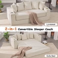 thumbnail image 4 of Leumius 76" Convertible Sofa Bed,Corduroy Boneless Couch with Cup Holders & Pocket,2-in-1 Sleeper Sofa Pull-out Couch Bed with 5 Pillows, Living Room, Small Spaces, Bedroom, No Assembly,Beige, 4 of 8