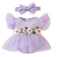 thumbnail image 1 of PENGXIANG Bébé Robe Romper Fleurs Feuilles Combinaisons de Broderie avec Bandeau, 1 of 9