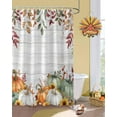 thumbnail image 2 of Thanksgiving Fall Shower Curtain, Sage Green Grey Pumpkins Waterproof Polyester Fabric Fall Bathtub Curtains, Weeping Eucalyptus Leaves Autumn Bathroom Decor Set with Hooks 72 x 72 Inches, 2 of 6