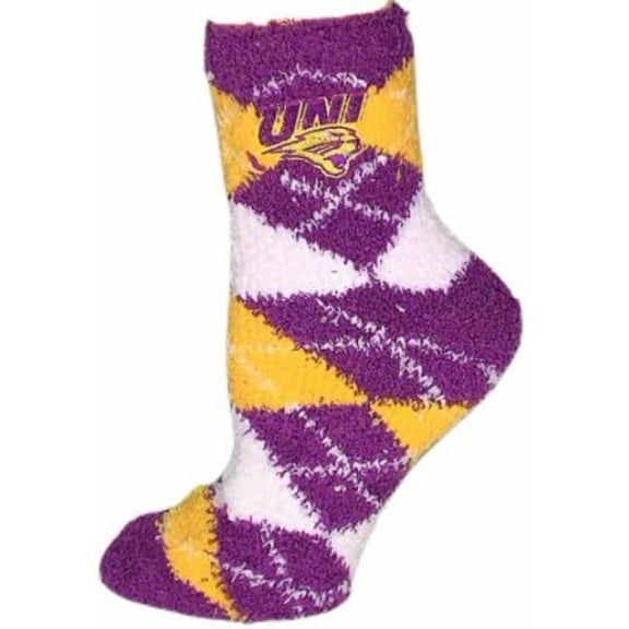 Northern Iowa Panthers Argyle Fuzzy Sock - Donegal Bay - Unisex - One Size - Ankle