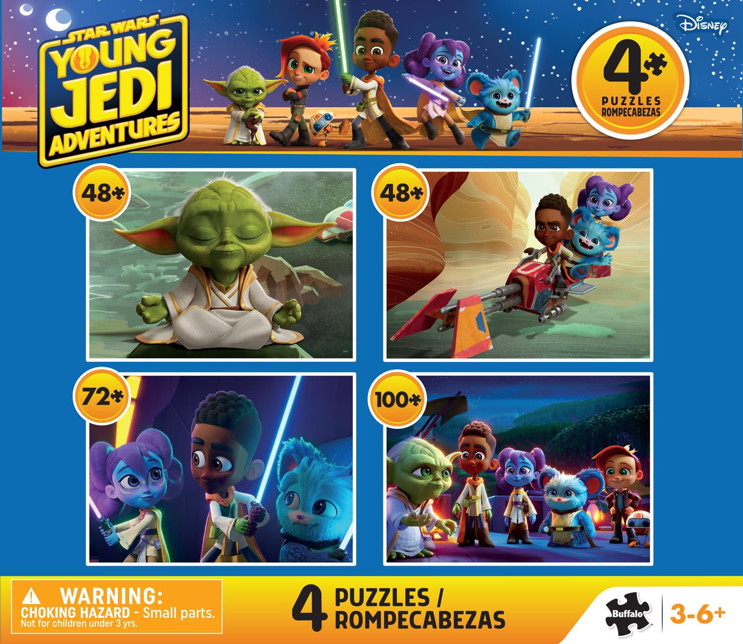 Buffalo Games Young Jedi Adventures 4-in-1 Multipack Interlocking Jigsaw Puzzles for Children Ages 6+