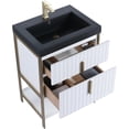 thumbnail image 3 of Fine Fixtures Serenity 24 in. W x 18 in. D x 33.5 in. H Bathroom Vanity in White Matte with Gel Coated Thick Edge top in Black with Satin Brass Hardware, 3 of 6