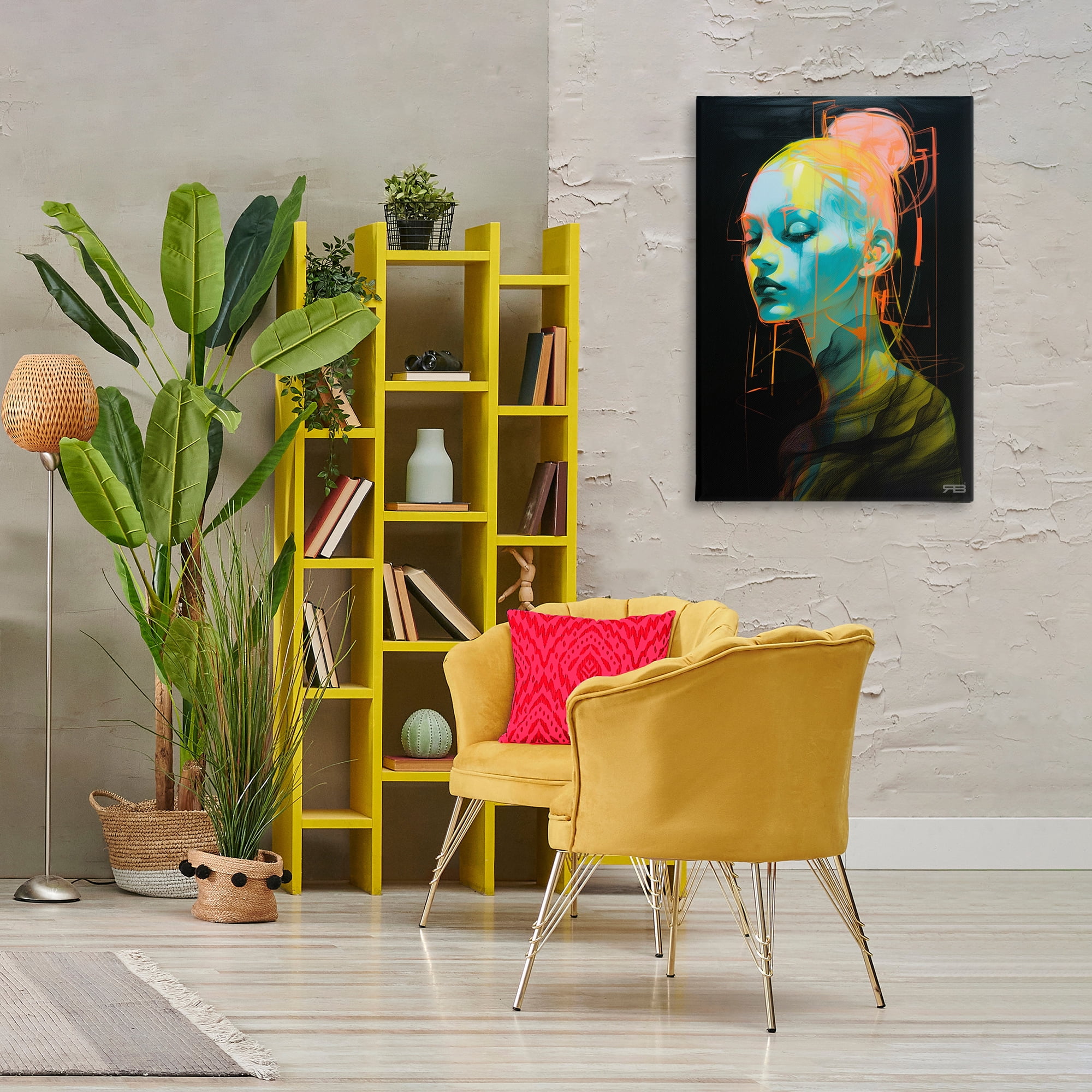 Stupell Industries Bold Modern Visage Novelty Painting Gallery Wrapped Canvas Art Print Wall Art, 24 x 36