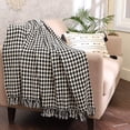thumbnail image 4 of REDEARTH Classic Throw Blanket -Medium Weight Soft Lap Bed Throw for Sofa Bed Couch Chairs loveseats car, Living, Indoor/Outdoor use 100% Cotton (50x60; Houndstooth Sand Black), 4 of 6