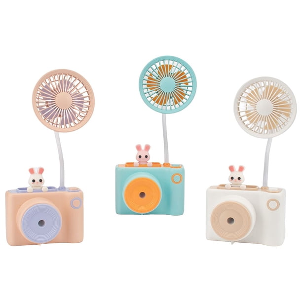 Ventilador de dibujos animados recargable por usb para niños, ventilador de bajo ruido para exteriores, diseño de cámara de plástico multifuncional Fivean unisex