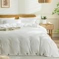 thumbnail image 1 of Cotton Duvet Cover Queen Size Pinstriped Comforter Cover with Button Washed Cotton Breathable Soft Solid Bedding Set Duvet Cover ×in & Pillowcases (NO Comforter), 1 of 9