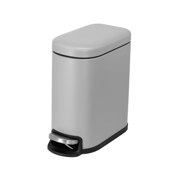 Bote de basura con pedal Acento de 5 L Basurero de acero inoxidable con tapa y cubeta interior extraíble Gris