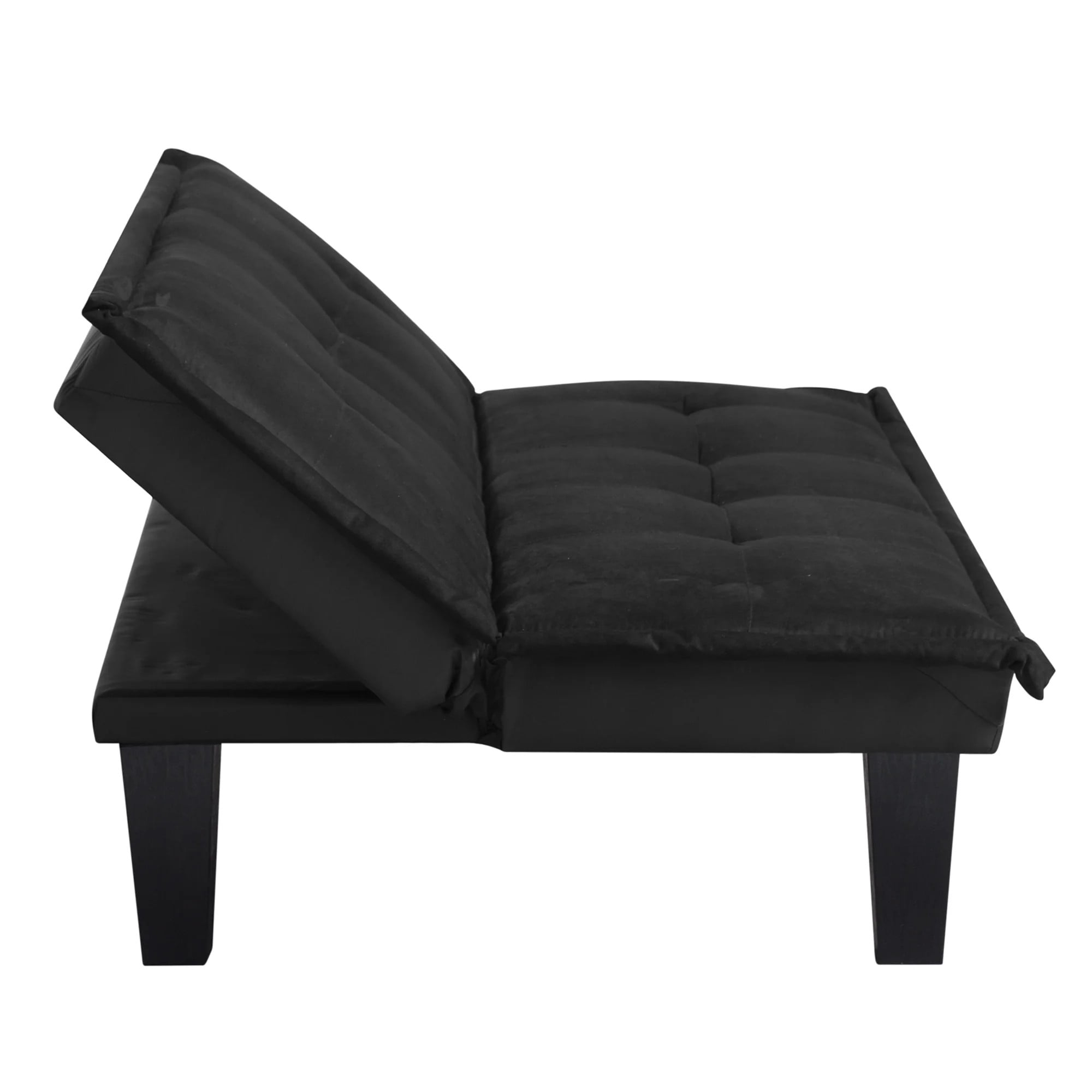 HOQBN Futon Sofa Bed,Modern Faux Suede Convertible Sleeper Sofa Bed with 3 Adjustable Backrest Angles,Upholstered Couch Loveseat for Apartment,Living Room,Small Space,Black