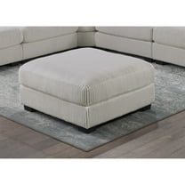 Newboti Furniture Living Room Furniture Ottoman Beige Wide-Welt Corduroy 1pc Soft Cushion Cocktail Ottoman Wood Legs 07023