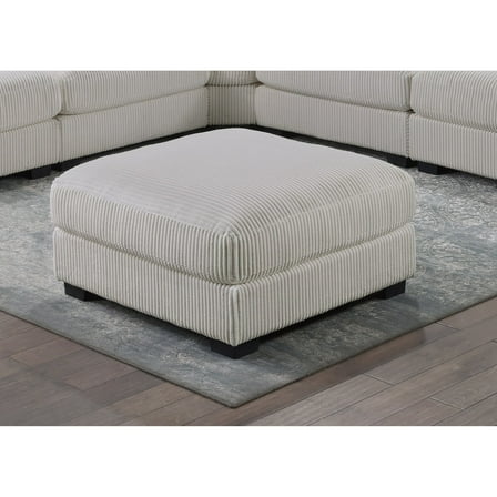 Newboti Furniture Living Room Furniture Ottoman Beige Wide-Welt Corduroy 1pc Soft Cushion Cocktail Ottoman Wood Legs 07023