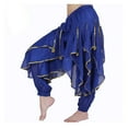 thumbnail image 3 of Belly Dance Costume Chiffon Harem Pants Halloween Lantern Pants With Gold Trim Women Dancing Performance Pants, 3 of 5